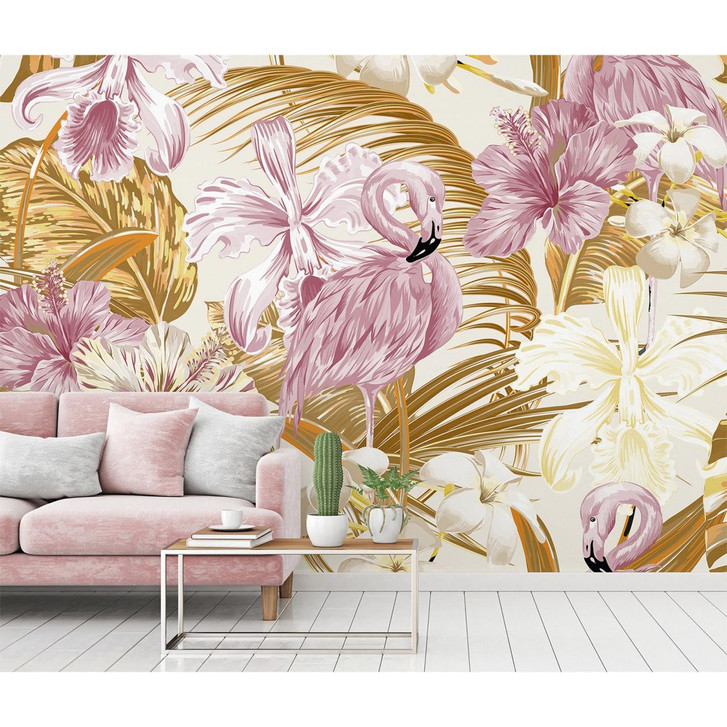 Livingwalls Fototapete Designwalls Flamingo Art Blumen - WA296327
