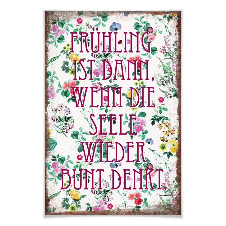 Poster Frühling ist dann, wenn man wieder bunt denkt - WA160886