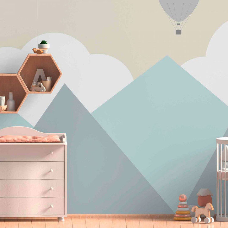 Fototapete Berge KidsMountains3 in grün weiss - Vliestapete Designwalls 2 - 2.55x3.5 m - WA385954