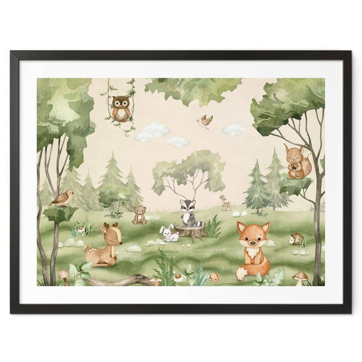 Kinderposter Süsse Tiere im Herzen des Waldes - Oliver Robins - WA433410