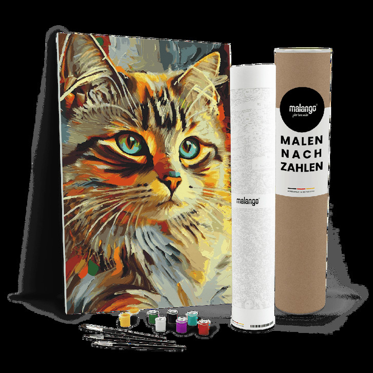Malen nach Zahlen Leinwandbild - Katze Kimba modern - WA447636