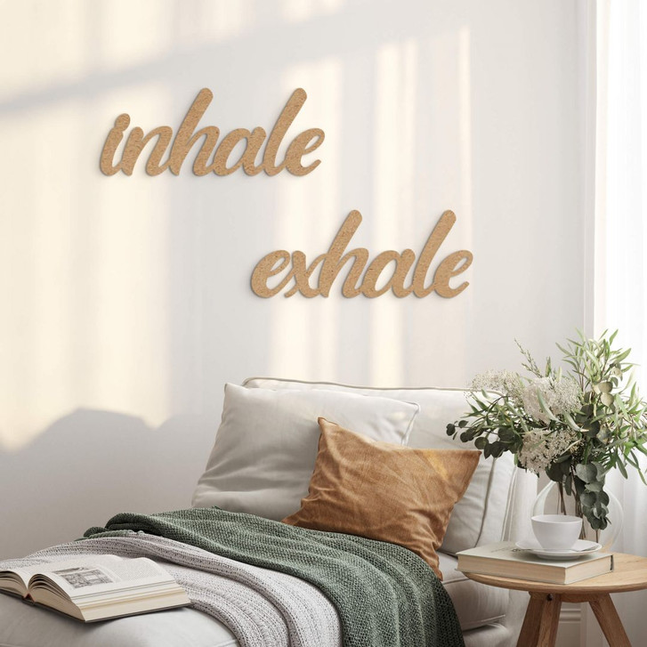 MDF-Deko 3D Schriftzug inhale exhale - Natur - WA405778
