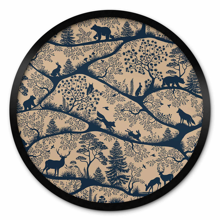 Poster Tier Silhouetten im nordischen Wald - Oliver Robins - Rund - WA512594