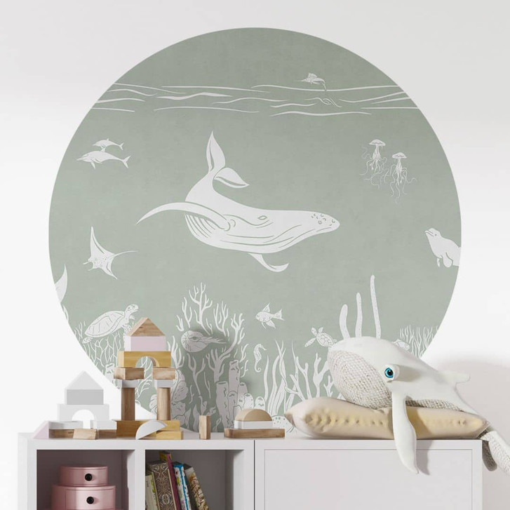 Wandtattoo Korallenriff und Meerestiere - Eine Reise ins Grüne - Kikki Belle - Rund - WA448423