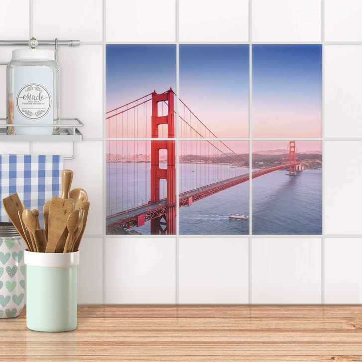 Fliesenaufkleber hoch - Golden Gate - 6er Set - CR100559