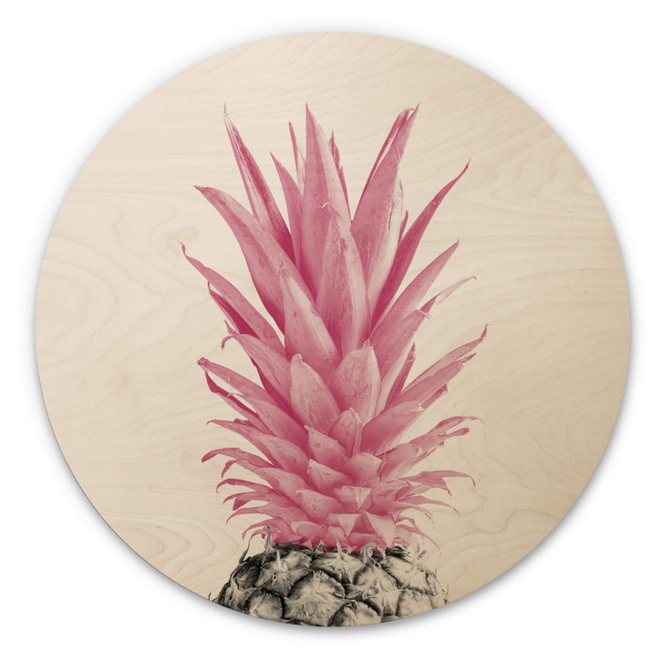 Holzbild Pinke Ananas - 1X Studio - Rund - WA400323