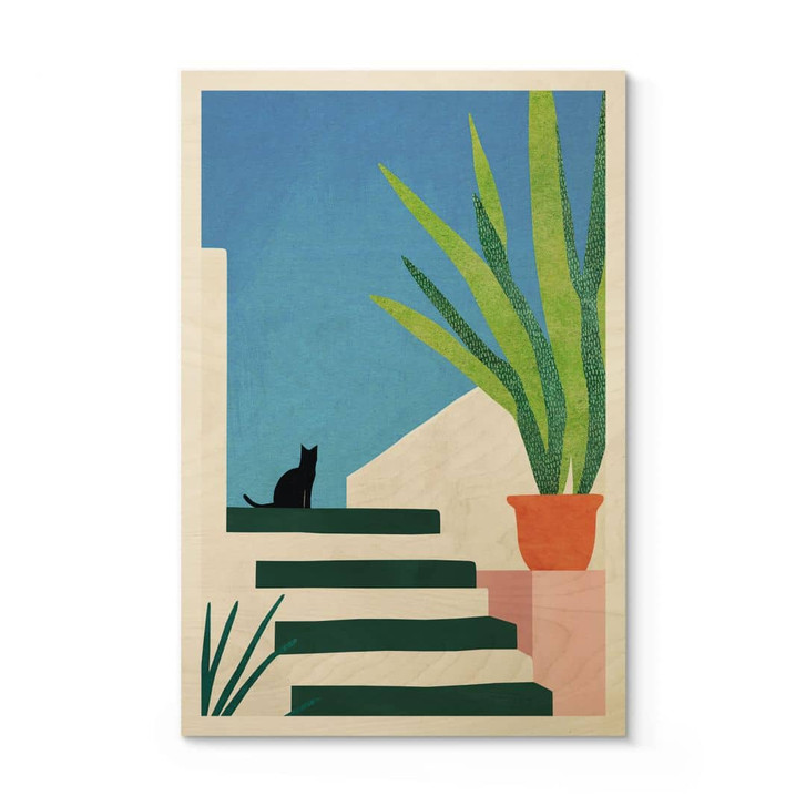 Holzbild Schwarze Katze in Griechenland - Rivers - WA425761