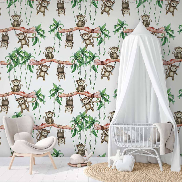 Kindertapete, Vliestapete mit Illustration Kids Walls weiss, grün - WA445653