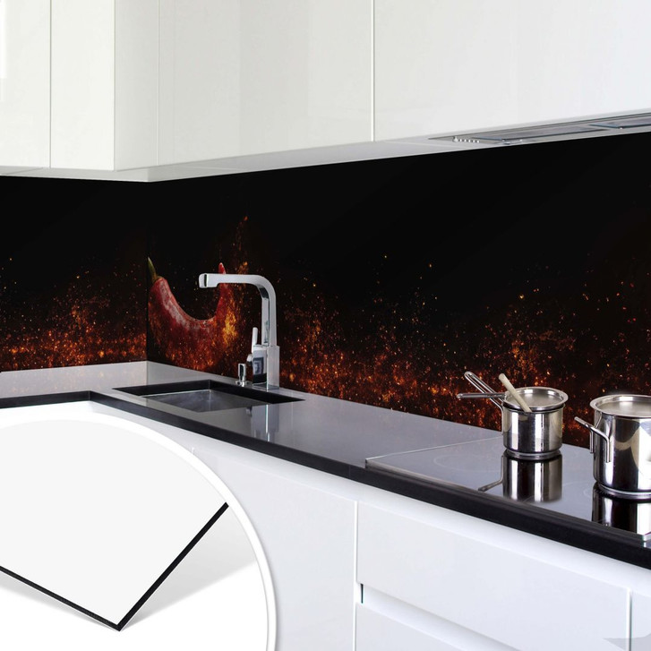 Küchenrückwand - Alu-Dibond - Chili on Fire - WA134382