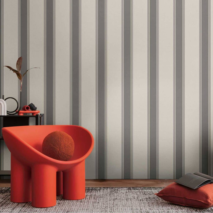 Streifentapete Creme Grau - Vliestapete mit klassischem Streifenmuster - WA465282