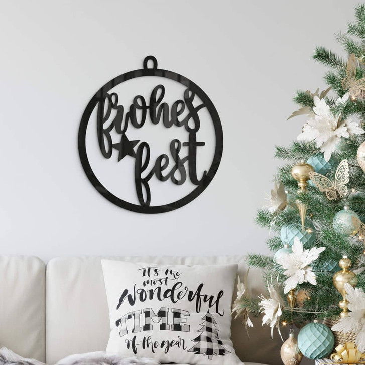 Wanddeko Weihnachten - Weihnachtskugel Frohes Fest - Acryldeko - WA350716