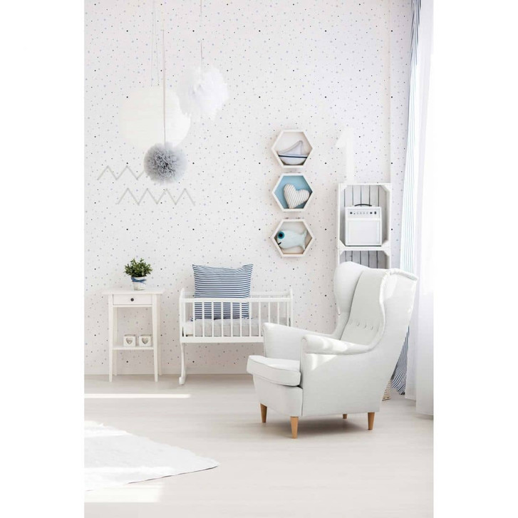 A.S. Création Kinderzimmertapete Little Love Vliestapete mit Punkten grau, schwarz, weiss, rosa - WA325017