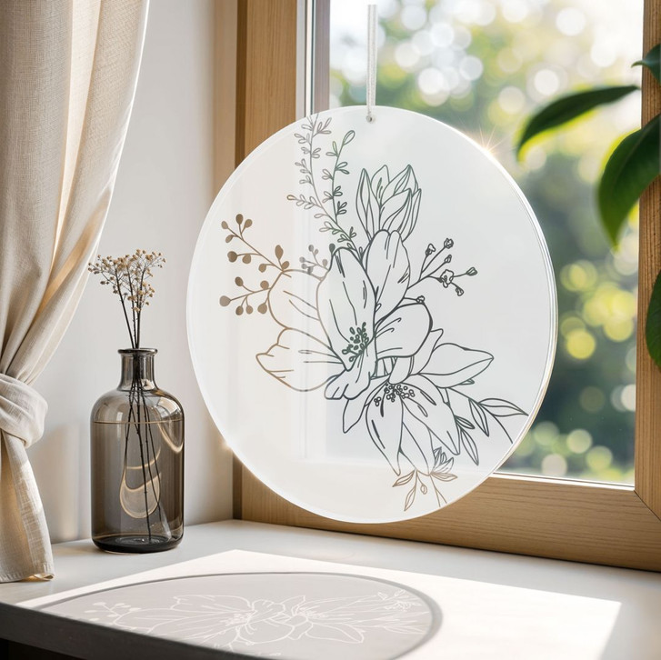 Acrylglasbild, Fensterbild zum Aufhängen Elegante Blütenpracht - Magnolien - Rund - WA441295