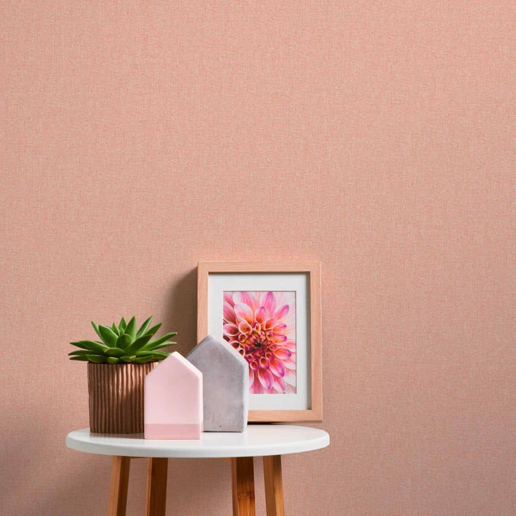 Einfarbige Tapete mit Strukturdesign Orange Rosa - Unitapete - WA396700