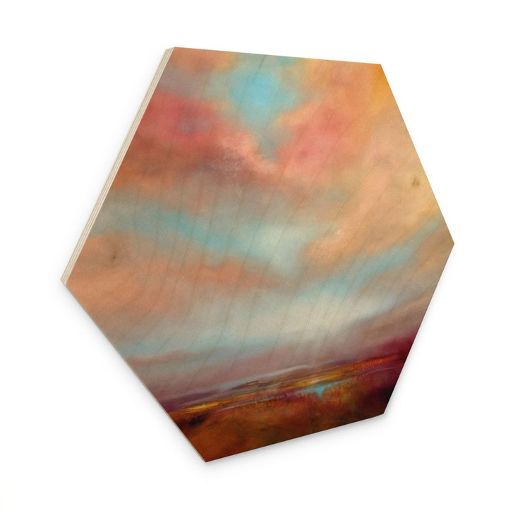 Hexagon Holzbild Leuchtendes Feld im Sonnenlicht - Schmucker - WA507596