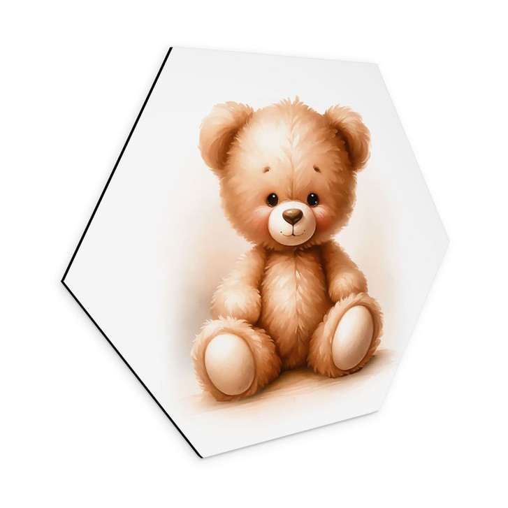Hexagon Wandbild Kleiner Teddybär - Magnusson - Alu-Dibond - WA394284