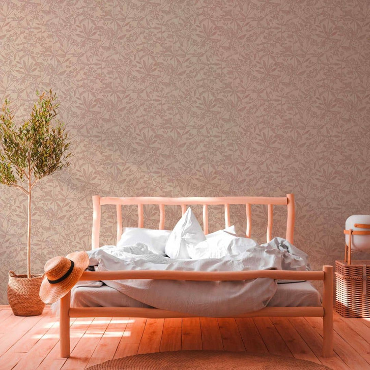 Landhaus-Tapete Beige - Vliestapete Wohnzimmer - Florale Tapete Schlafzimmer Esszimmer - WA395919