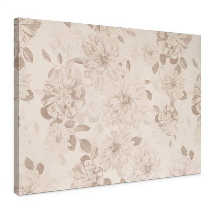 Blumen Leinwandbild Dahlien Shabby Chic Beige - Bloomery Decor - WA482580