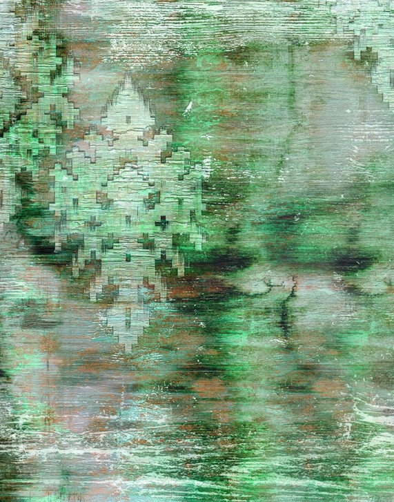 Fototapete Bildtapete Abstraktes Ornament Muster in Petrol Grün und Rost 2.7 x 2.12 m - WA505158