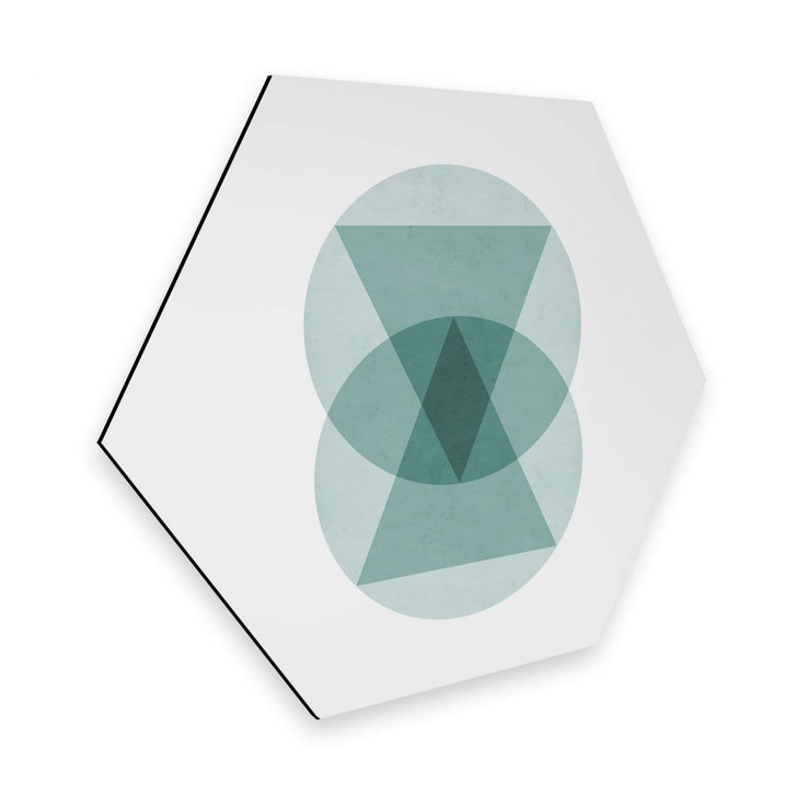 Hexagon - Alu-Dibond Nouveauprints - Circles & triangles aqua - WA288983