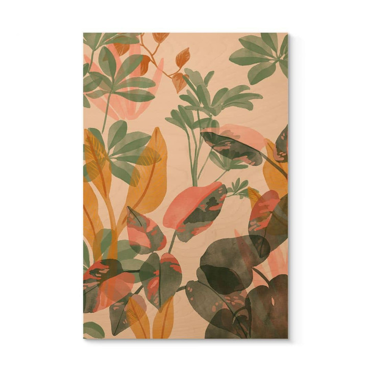 Holzbild Garten mit tropischen Pflanzen - Goed Blauw - WA472093