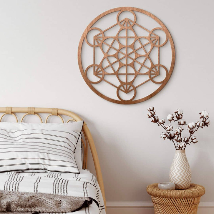 Holzdeko Mahagoni - Metatron Würfel - Rund - WA333202