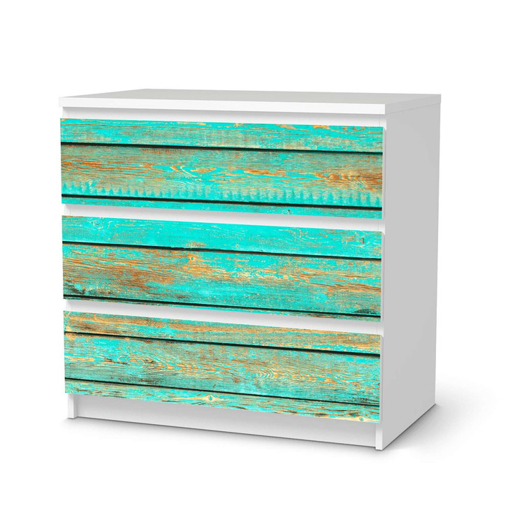 Klebefolie IKEA Malm Kommode 3 Schubladen - Wooden Aqua - CR109909