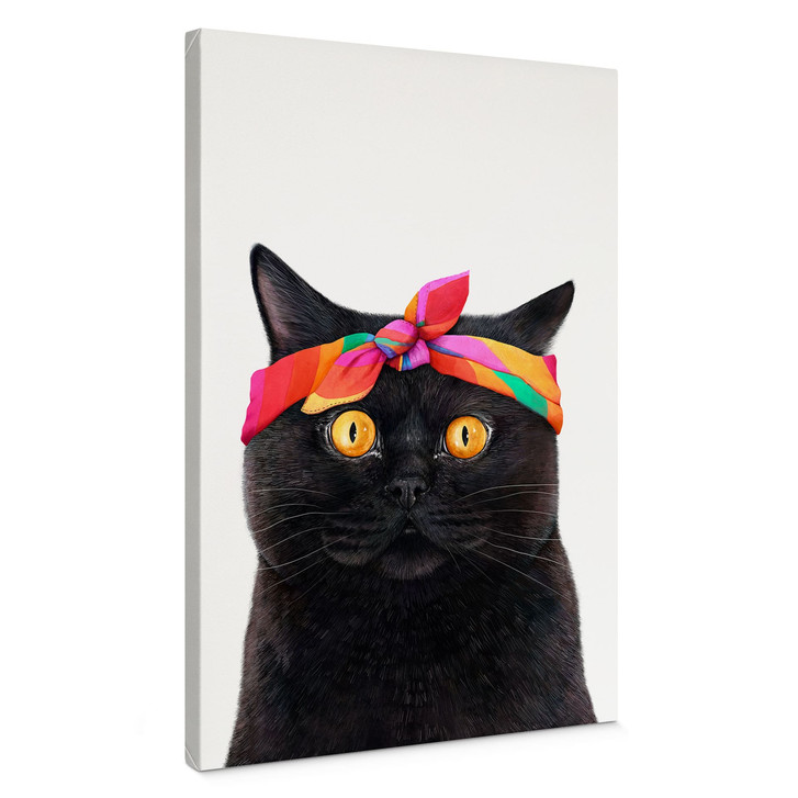 Leinwandbild Schwarze Katze mit Bandana - Korenkova - WA514028