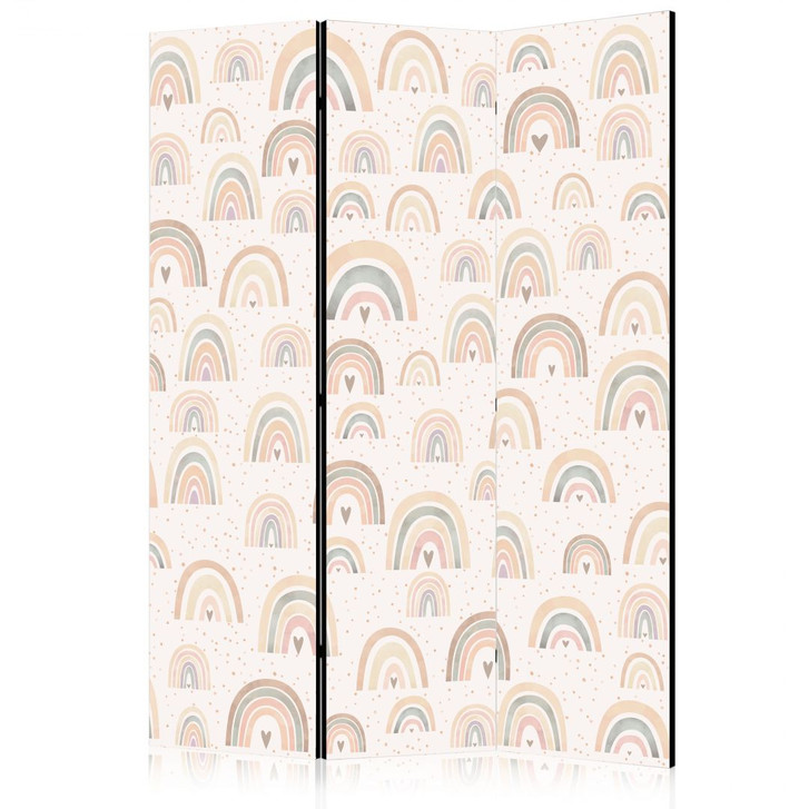 Paravent, Raumteiler freistehend, Trennwand - Spring - Pastel Rainbows on a Rainy Day with Hearts - WA442008
