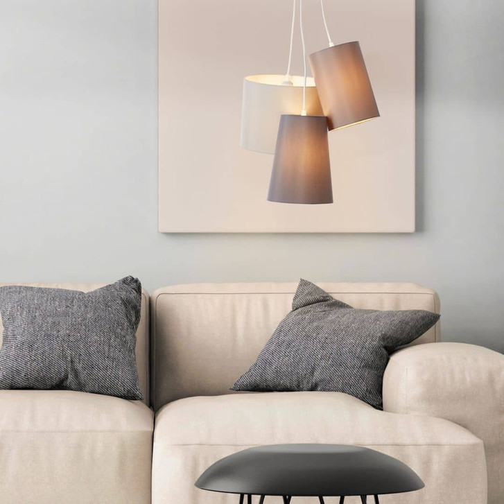 Pendelleuchte Sarah, grau, 105 x 44 cm, Textil Pendellampe, dimmbar - WA438924