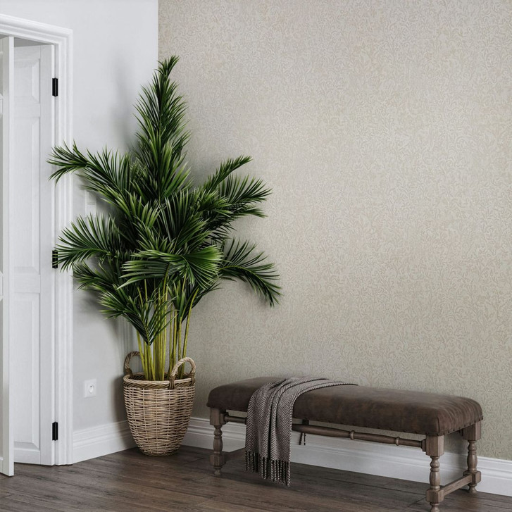 Vliestapete in Beige Blattmotiv Floral Natur - WA450804