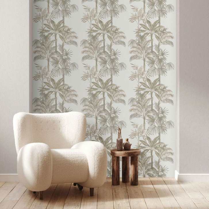 Vliestapete in Weiss Beige Bäume Blätter Dschungel Floral Natur - WA457205