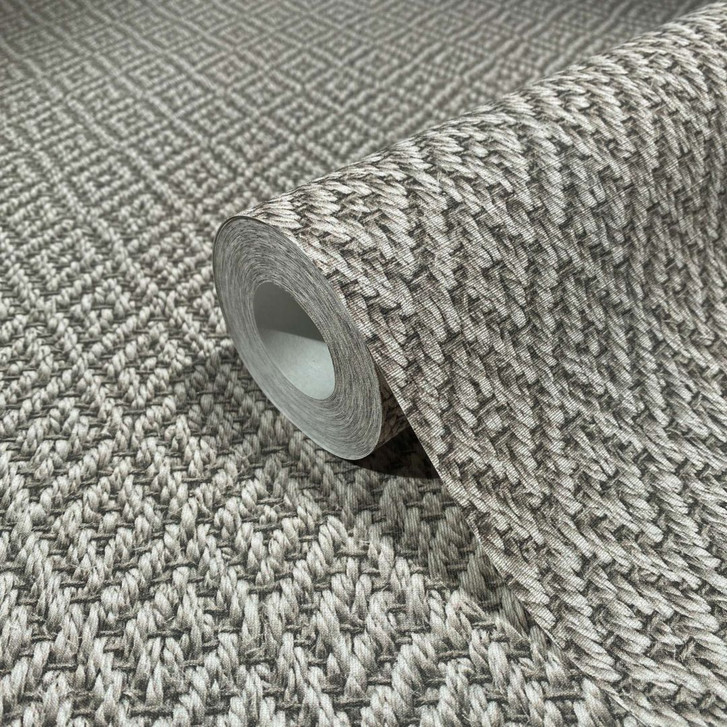 Vliestapete mit gestickter Rautenoptik braun, beige Grafisch - WA451033