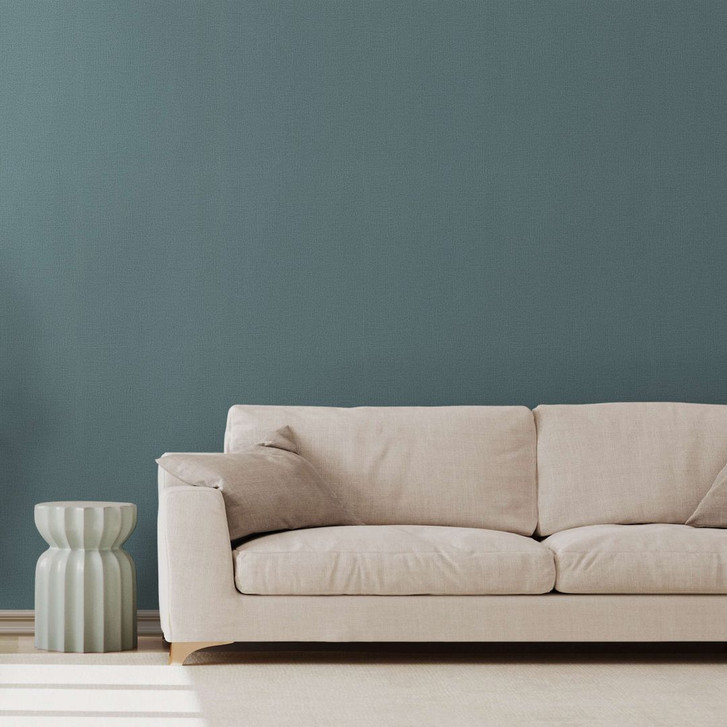 Vliestapete mit textilem Uni blau Uni - WA450575