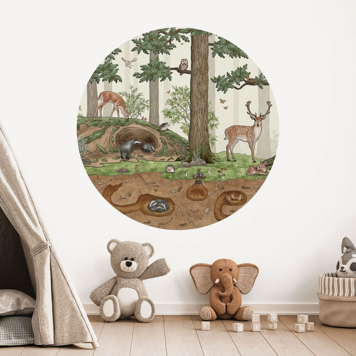 Wandtattoo Wimmelbild Waldtiere - Kikki Belle - Rund - WA501105