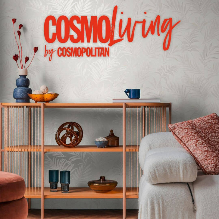 COSMOPOLITAN Blattmuster Tapete Creme Weiss - florale Vliestapete Esszimmer Küche - WA480314