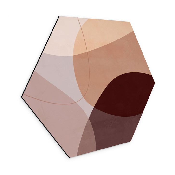 Hexagon Wandbild Abstrakte Formen in warmen Erdtönen - Böhmer - Alu-Dibond - WA393840