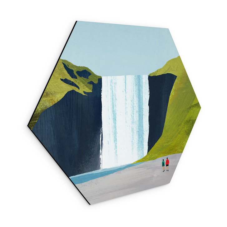 Hexagon Wandbild Wasserfall in den Bergen - Rivers - Alu-Dibond - WA513434