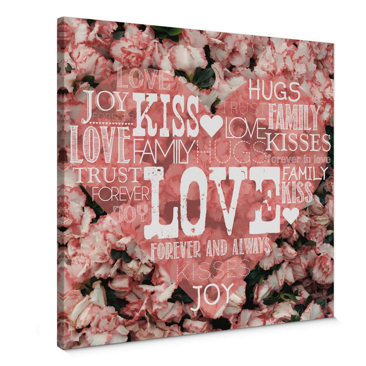 Leinwandbild Liebesherz im Blumenmeer - quadratisch - WA368498