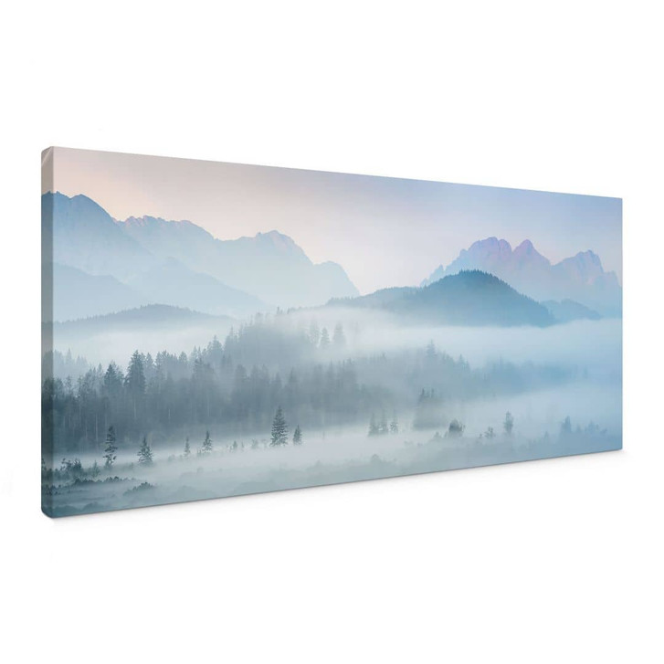 Leinwandbild Neblige Waldlandschaft im Herbst - Eisenmann - Panorama - WA444037