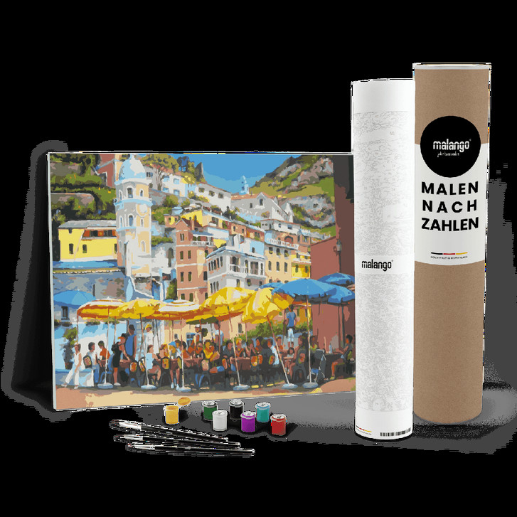 Malen nach Zahlen Leinwandbild - Cafe in Vernazza - WA446892