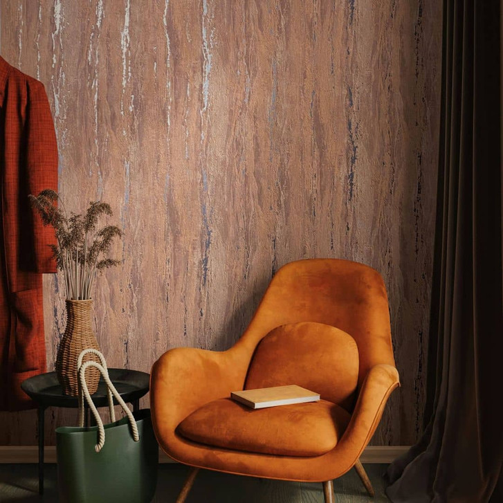 Vliestapete mit glänzender, grober Struktur braun Putzoptik - WA445397