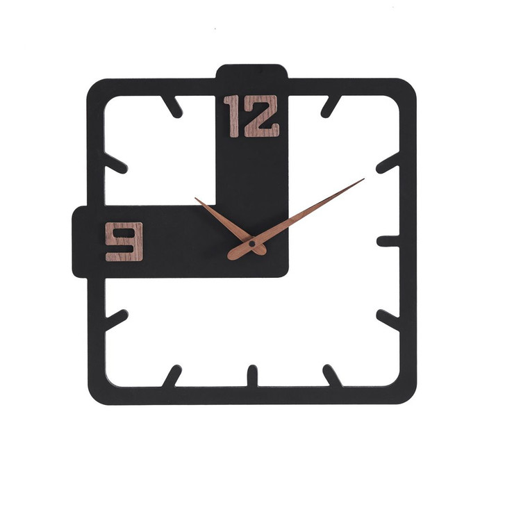 Holz-Wanduhr | MDF | mattschwarz, quadratisch, 40 x 40 cm - WA488661