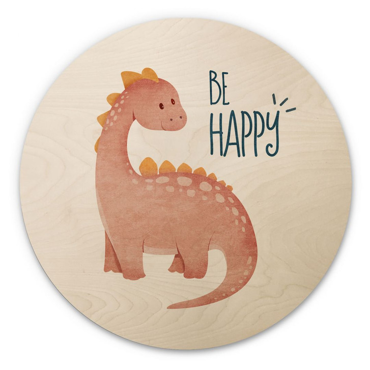 Holzbild Dino Be Happy - Brachiosaurus - Tunaboylu - Rund - WA400559