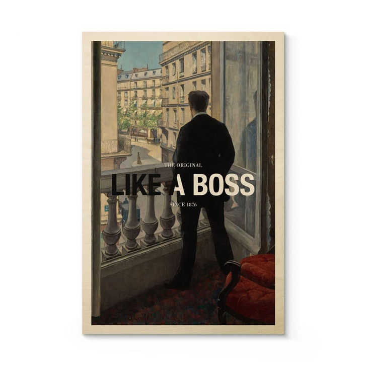 Holzbild Like a Boss - Inspiriert von Caillebotte - Junger Mann am Fenster - WA417046