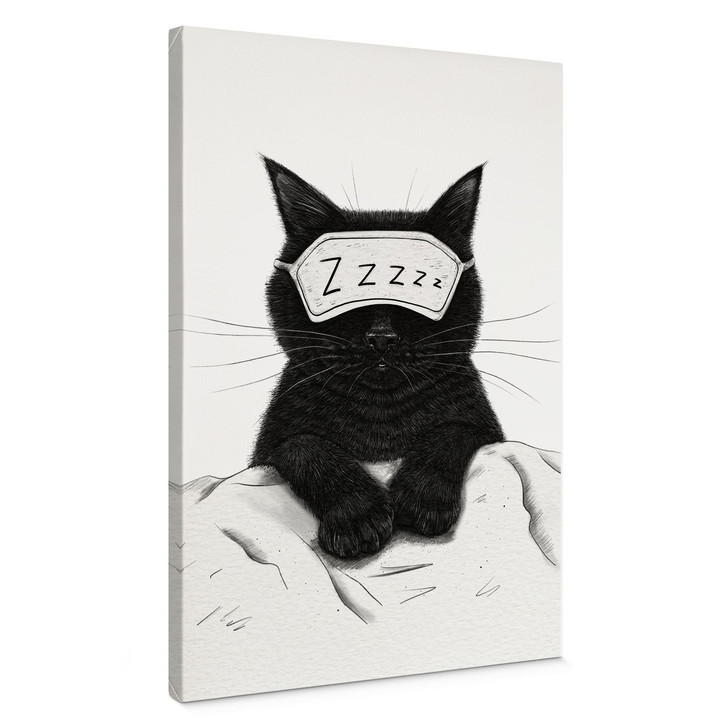 Leinwandbild Schwarze Katze mit Schlafmaske - Korenkova - WA517142