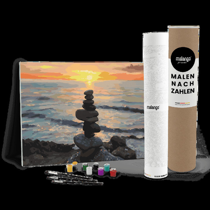 Malen nach Zahlen Leinwandbild - Zen Sonnenuntergang am Strand - WA447260