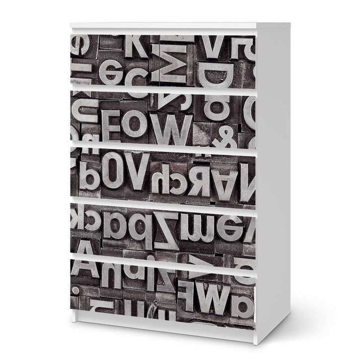 Möbel Klebefolie IKEA Malm Kommode 6 Schubladen (hoch) - Alphabet - CR113646
