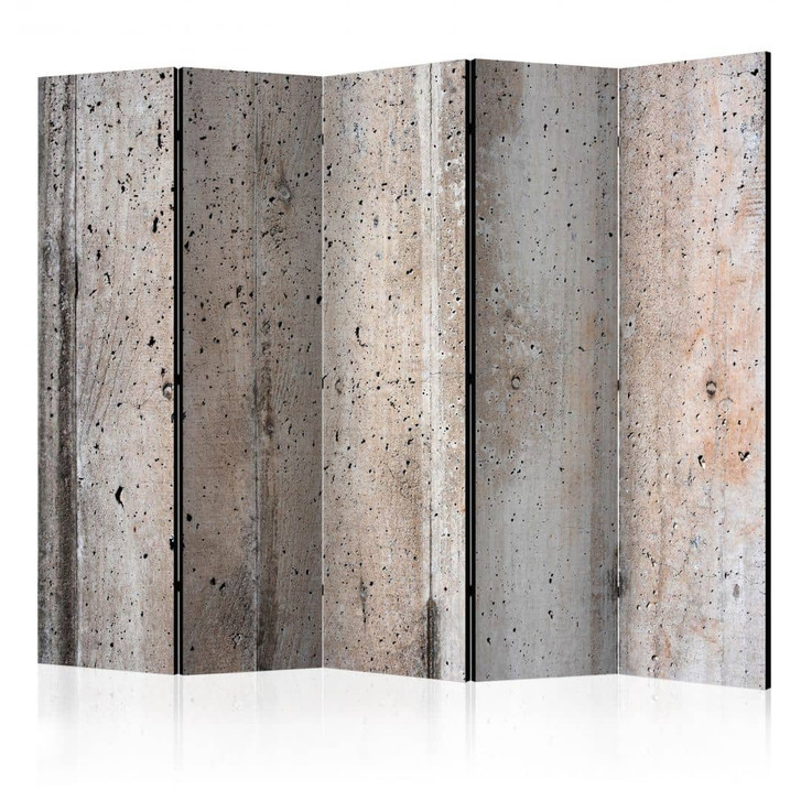 Paravent, Raumteiler freistehend, Trennwand - Alter Beton, 5-teilig - 225 x 172 cm - WA453194
