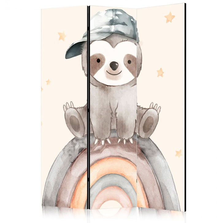 Paravent, Raumteiler freistehend, Trennwand - Happy Sloth - WA442032